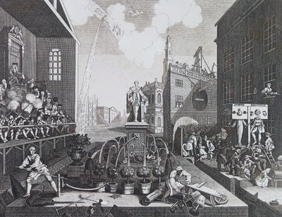 Dwóch przestępców pod pręgierzem lub dyby w Londynie autorstwa William Hogarth