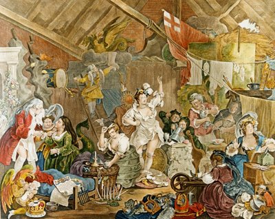 „Spacerujące aktorki przebierające się w stodole” Williama Hogartha, 1738 r autorstwa William Hogarth