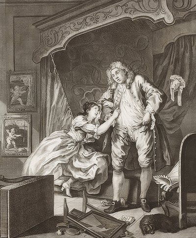 Odcinek dwuczęściowy: Przed i po. Arkusz 2: Po / Po. 1736 autorstwa William Hogarth