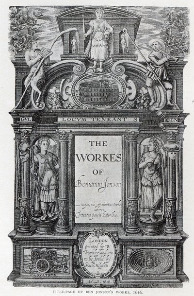 Strona tytułowa do „Dzieła Benjamina Jonsona”, 1616 autorstwa William Hole