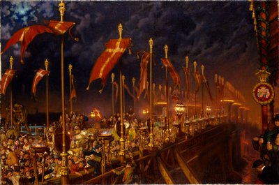 London Bridge w noc małżeństwa księcia i księżnej Walii, 1863 r autorstwa William Holman Hunt