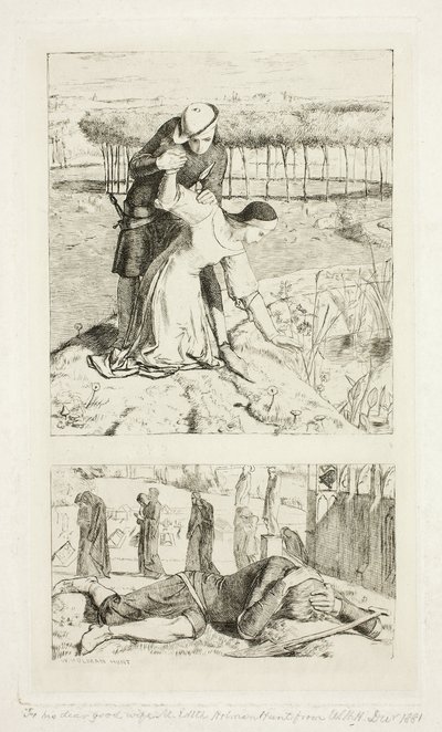 My Beautiful Lady (u góry); Of My Lady in Death (u dołu), frontispis do The Germ, nr 1 autorstwa William Holman Hunt