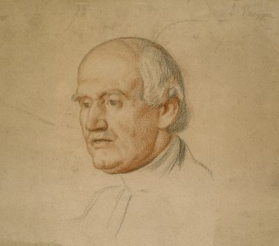 Portret dr Bloxhama (czarna i czerwona kreda na brązowej karcie) autorstwa William Holman Hunt