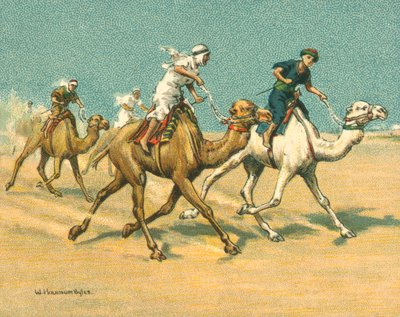 Wyścigi historyczne i współczesne, wyścigi wielbłądów (chromolitho) autorstwa William Hounsom Byles