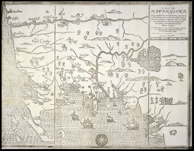 Mapa Nowej Anglii z „Narracji o kłopotach z Indianami”, William Hubbard i John Foster autorstwa William Hubbard