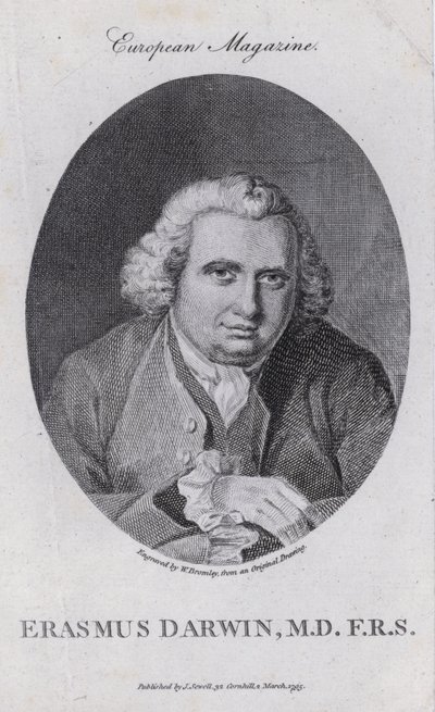 Erasmus Darwin, angielski lekarz, filozof przyrody, poeta i działacz na rzecz zniesienia handlu niewolnikami (grafika) autorstwa William III (after) Bromley