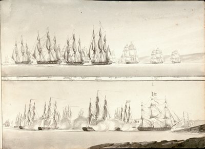 Różne sposoby malowania linii okrętów bojowych, początek XIX wieku (pióro, szary pył) autorstwa William Innes Pocock
