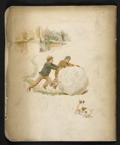 Dzieci i śnieżka.  Pociąg świąteczny: piosenka z „Dulce Domum” ... Ilustrowane przez W. J. Webba.  Frederick Langbridge  Londyn, 1891 autorstwa William J. Webbe or Webb