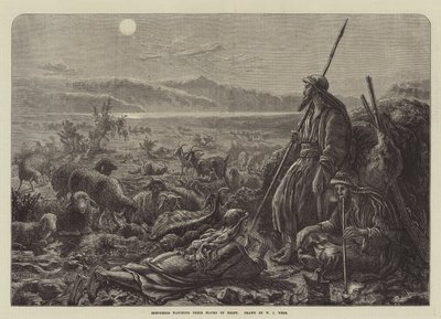 Pasterze pilnujący nocą swoich stad autorstwa William J. Webbe or Webb