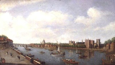 Widok na Tamizę w Pałacu Lambeth, ok. 1770 autorstwa William James