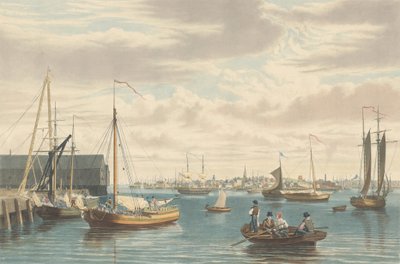 Boston: Z Ship House West End of the Navy Yard, opublikowane w 1833 roku. autorstwa William James Bennett