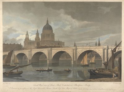 Widok od południowego zachodu na katedrę św. Pawła i most Blackfriars autorstwa William James Bennett