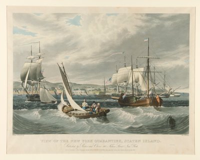 Widok nowojorskiej kwarantanny, Staten Island. autorstwa William James Bennett