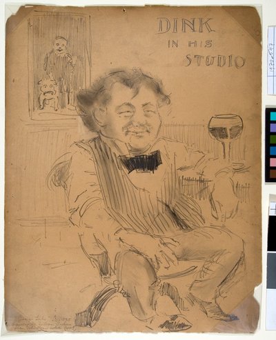 Dink w swoim studio, ok. 1895 (grafit i węgiel na brystolu) autorstwa William James Glackens