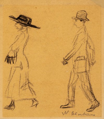 Mężczyzna podążający za kobietą autorstwa William James Glackens