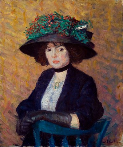 Kobieta w zielonym kapeluszu autorstwa William James Glackens