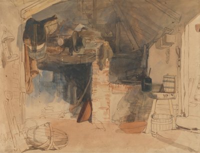 Studium rustykalnej sceny wnętrza autorstwa William James Muller