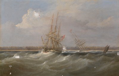 Kliper opiumowy "Sylph" uratowany przez statek "Clive", ok. 1835 r. (obraz olejny) autorstwa William John Huggins
