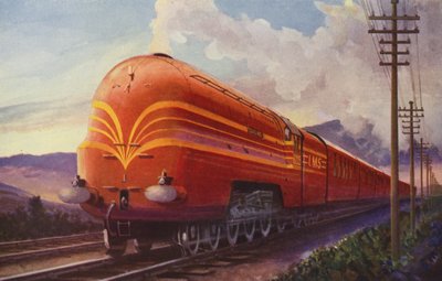LMS Streamlined "Mid-Day Scot" Express (kolorowa litografia) autorstwa William John Patton McDowell