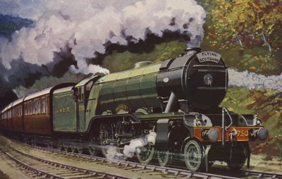 Ekspres LNER "Flying Scotsman" (kolorowa litografia) autorstwa William John Patton McDowell