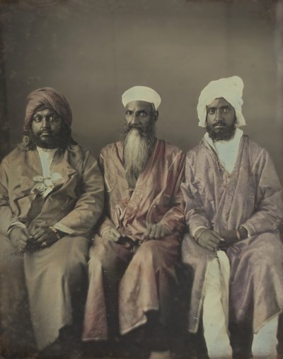Portret bez tytułu trzech siedzących mężczyzn w turbanie, 1853. autorstwa William Johnson