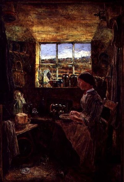 Obieranie ziemniaków w wiejskiej kuchni autorstwa William Joseph J.C. Bond