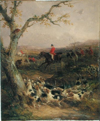 Południowy wiatr i zachmurzone niebo Ogłoś poranek myśliwski (olej na pokładzie) (patrz 225061-225062) autorstwa William Joseph Shayer