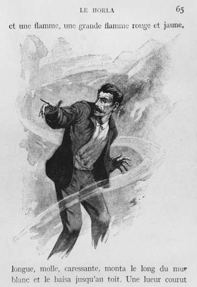 Narrator, ilustracja z "Le Horla" Guy de Maupassanta (1850-93), rytował Georges Lemoine, Paryż, Editions Albin Michel, ok. 1910 (drzeworyt) autorstwa William Julian Damazy