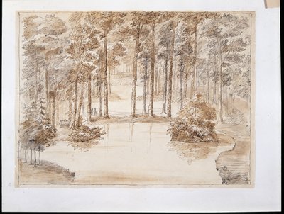 Chiswick, projekt do stworzenia wodnego ogrodu leśnego (pióro i atrament oraz ołówek do mycia) autorstwa William Kent