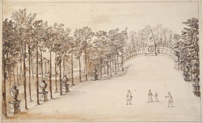 Chiswick, pierwszy projekt Exedry (pióro i tusz oraz pranie na papierze) autorstwa William Kent