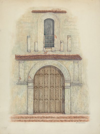 Arched Doorway Mission San Diego, ok. godz. 1942. autorstwa William Kieckhofel