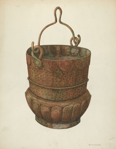 Miedziane wiadro młotkowane, 1938 r. autorstwa William Kieckhofel