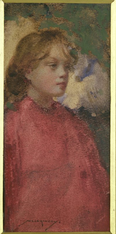 Dziewczyna w czerwieni (akwarela na papierze) autorstwa William Lee Hankey