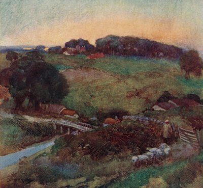 Ilustracja do The Deserted Village autorstwa Olivera Goldsmitha (litografia kolorowa) autorstwa William Lee Hankey