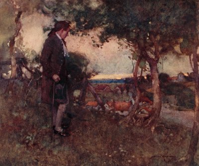 Ilustracja do The Deserted Village autorstwa Olivera Goldsmitha (litografia kolorowa) autorstwa William Lee Hankey