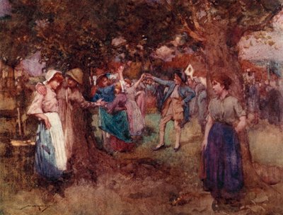 Ilustracja do The Deserted Village autorstwa Olivera Goldsmitha (litografia kolorowa) autorstwa William Lee Hankey