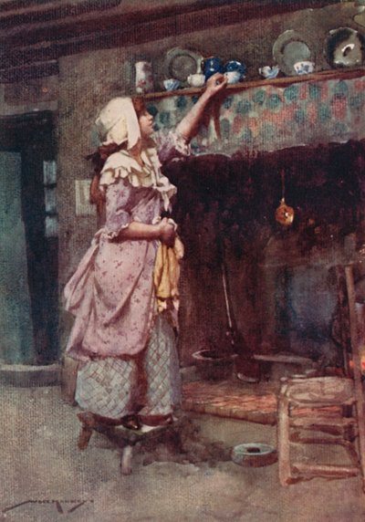 Ilustração para The Deserted Village por Oliver Goldsmith (color litho)polonês autorstwa William Lee Hankey