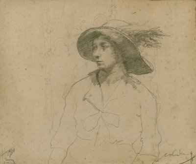 Estudo para um retrato de uma mulher sentada com chapéu polonês autorstwa William Lee Hankey
