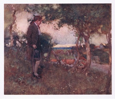 Tam, gdy szedłem nieostrożnie i wolno, mieszające się nuty złagodziły się od dołu (kolorowa litografia) autorstwa William Lee Hankey