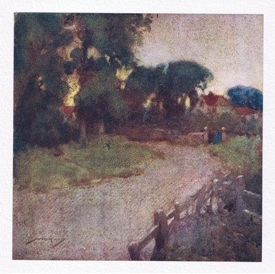 Tam, gdzie kilka poszarpanych krzaków miejsce odsłania, wioska kaznodziejów skromna rezydencja róży (litografia kolorowa) autorstwa William Lee Hankey