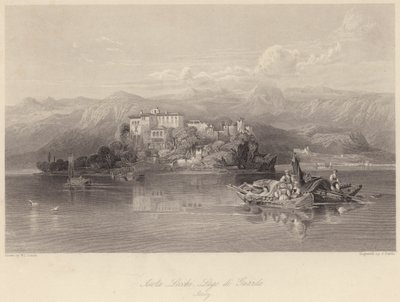 Isola Lechi, Jezioro Garda, Włochy (grawerowanie) autorstwa William Leighton (after) Leitch