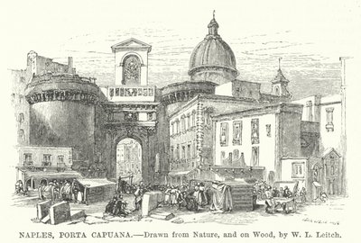 Neapol, Porta Capuana (grawerowanie) autorstwa William Leighton (after) Leitch