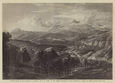 Poranek, Widok na Wyżyny Braemar, na Zimowej Wystawie Instytutu Malarzy w Akwarelach autorstwa William Leighton Leitch
