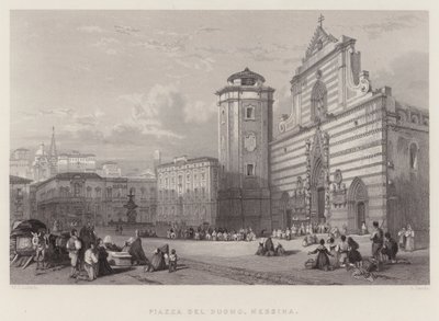 Piazza Del Duomo, Mesyna (grawerowanie) autorstwa William Leighton Leitch