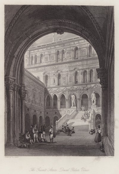 Schody Olbrzymów, Pałac Książęcy, Wenecja (rycina) autorstwa William Leighton Leitch