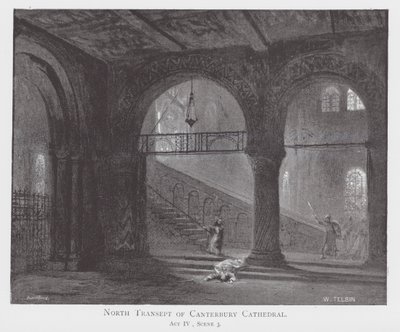 Północny transept katedry w Canterbury (litografia) autorstwa William Lewis (after) Telbin