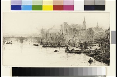 London Bridge, Cannon Street i Billingsgate autorstwa William Lionel Wyllie