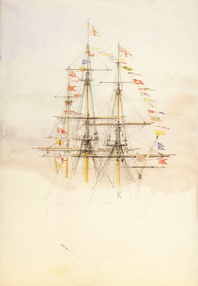 Maszty HMS "Victory", koniec XIX - początek XX wieku (akwarela, grafit) autorstwa William Lionel Wyllie
