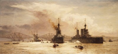 Pierwsza eskadra bojowa opuszcza Forth w bitwie jutlandzkiej, 1917 autorstwa William Lionel Wyllie