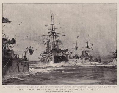 Przegląd marynarki wojennej z Kingstown na cześć wizyty królowej, Steam Tactics autorstwa William Lionel Wyllie
